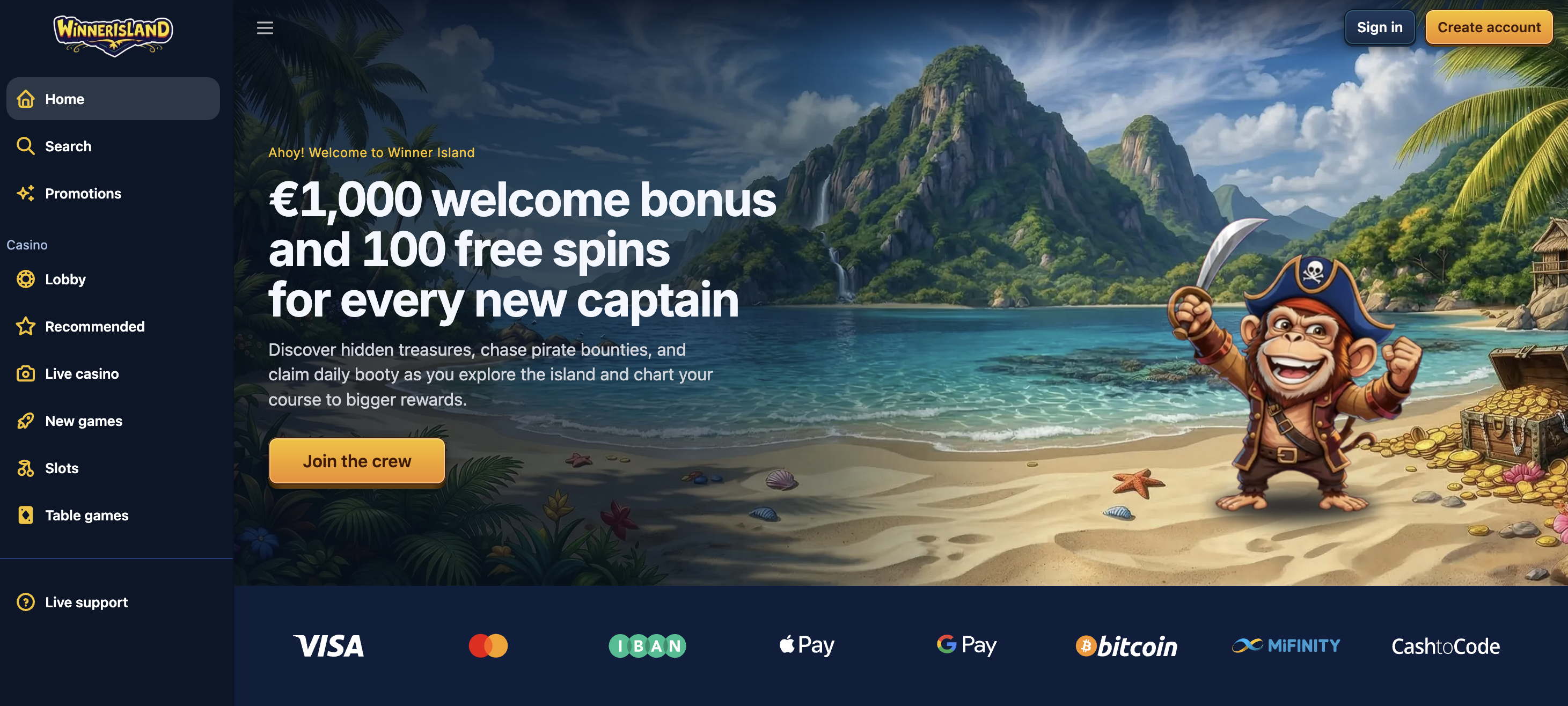 Winner Island - Credit Card Casino